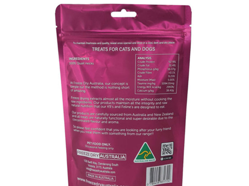 Freeze Dried Quail Necks Pet Treats