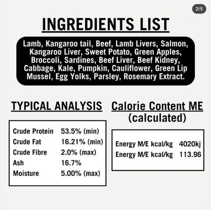 100% Raw Dog Food 500g - 1.5Kg
