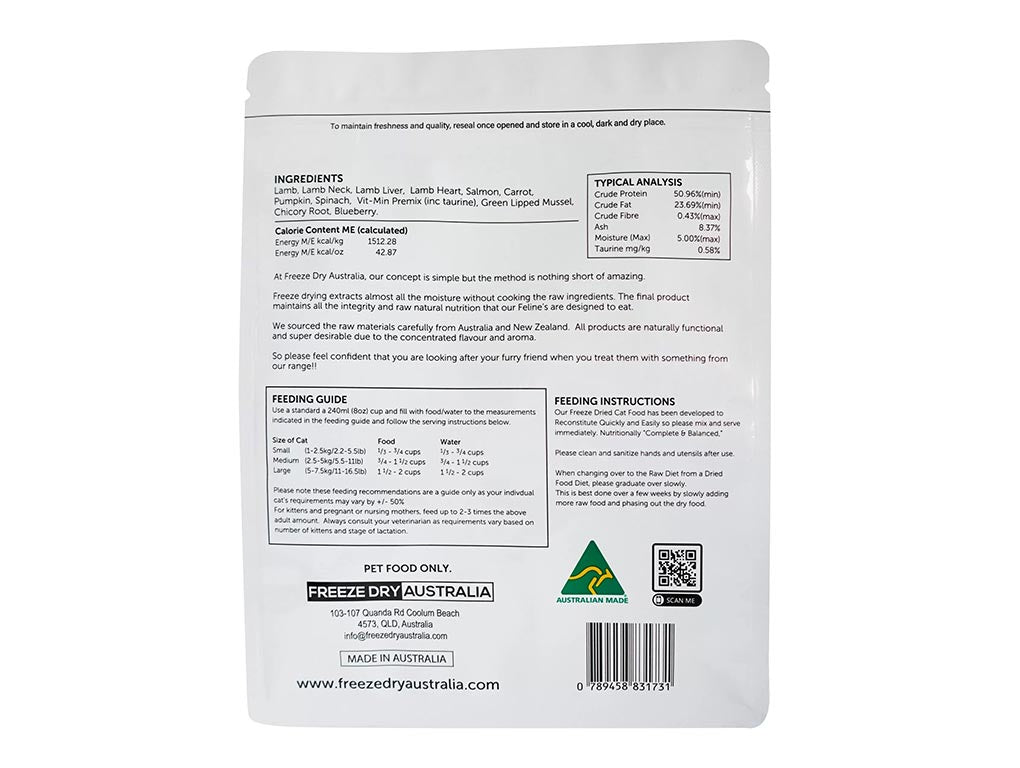 100% Raw Cat Food - Lamb