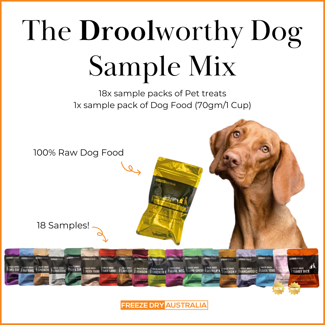 The Droolworthy Dog Sample Mix – 100% Raw Freeze Dried Pet Treats & Dog Food