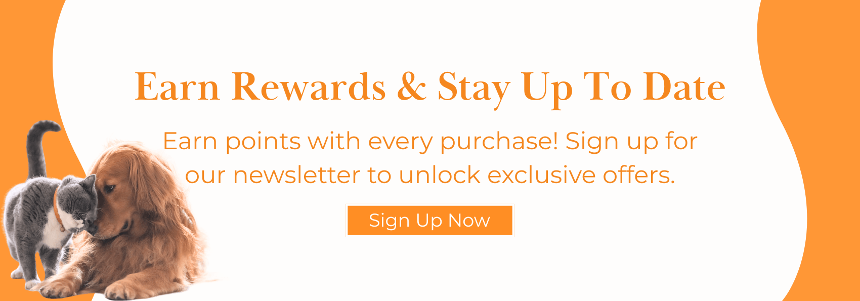 Rewards Signup Promo Banner With Cat And Dog Touching Noses